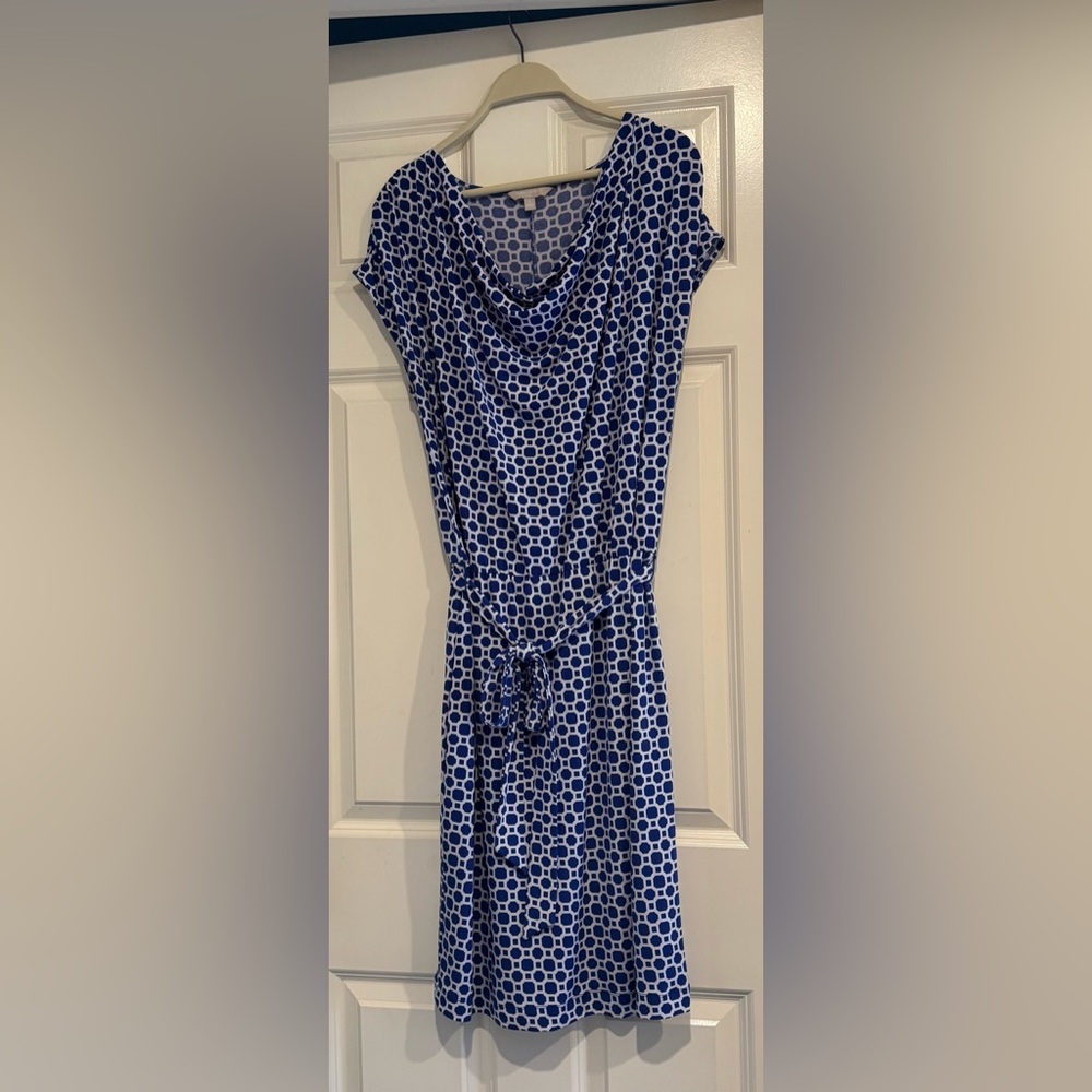 Banana Republic Royal Blue Geometric Print Dress- Size L